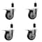 Service Caster 4'' Black Poly Swivel 1-3/8'' Expanding Stem Caster Set Total Lock Brake, 4PK SCC-EXTTL20S414-PPUB-BLK-138-4 - alternate 1